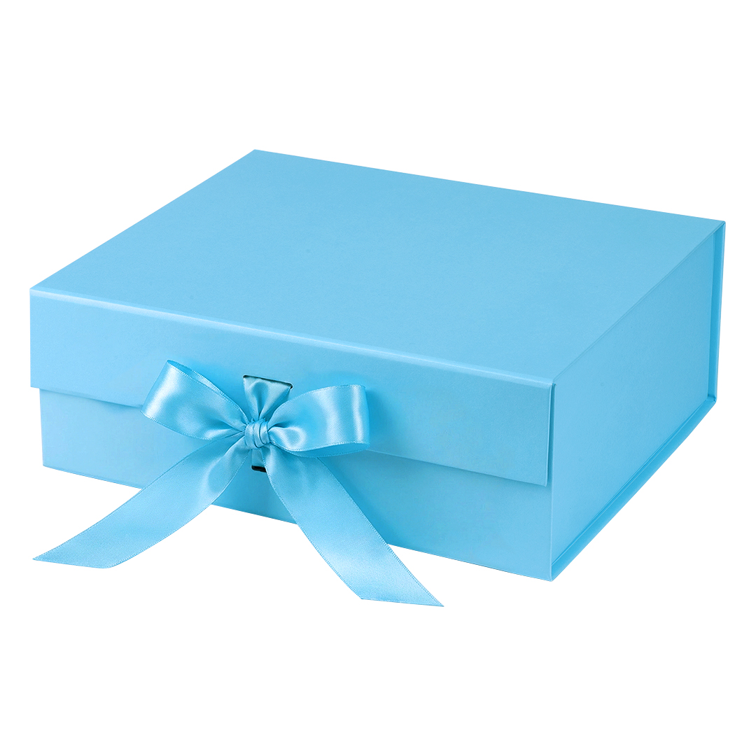 Self-folding gift box with magnet