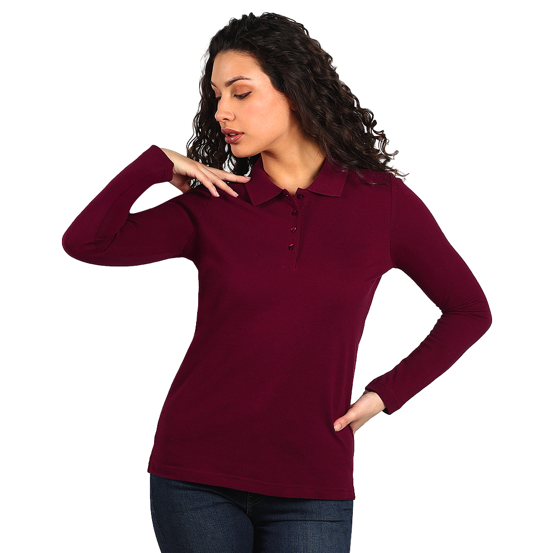 Women's long sleeve polo shirt, 180 g/m2